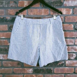 Boden Cora Striped Linen Blend High-rise Shorts 6" Inseam Classic Women's 8